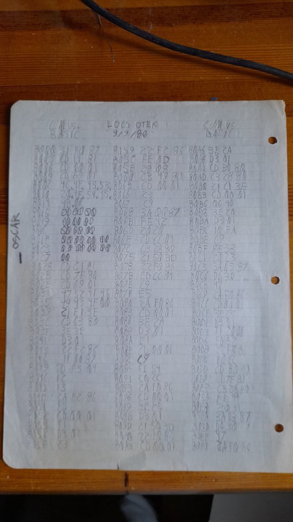 LOCS handwritten Z80 machine code, page 1