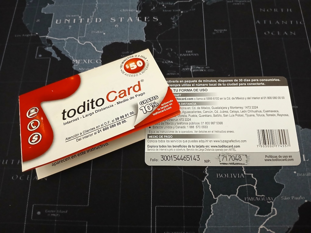 Todito Card for prepaid Internet access via modem.