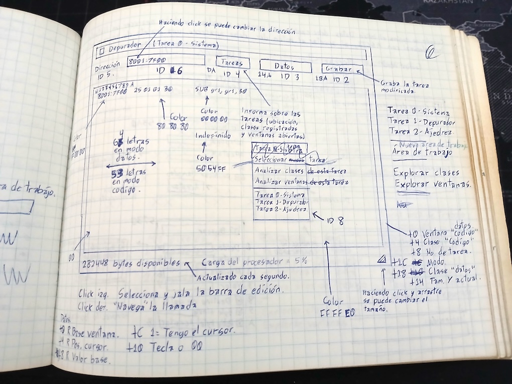 User interface design for the debugger (Depurador)