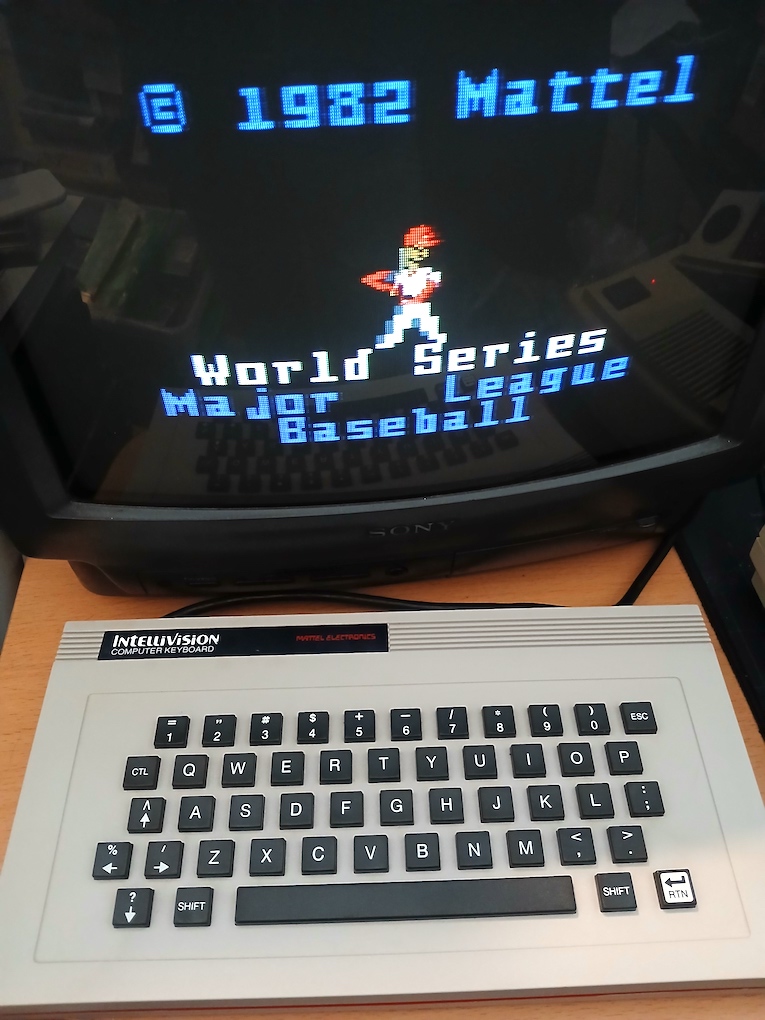 The ECS keyboard, and the screen shows World Series Baseball
