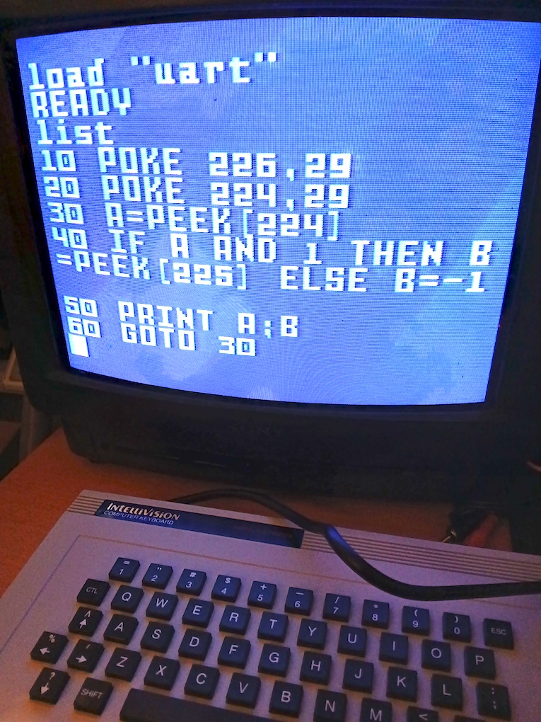 My UART test program after a successful LOAD statement.