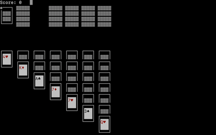 My Klondike game for curses in action