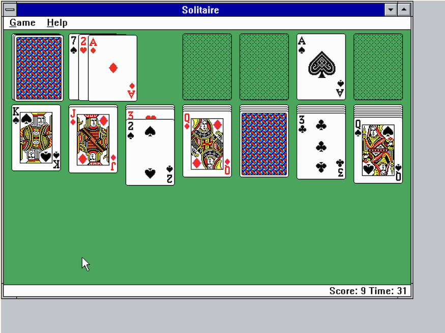Klondike Solitaire in Windows 3.1