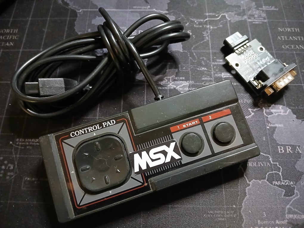 Sega Master System controller adapted for MSX and Joymega adapter