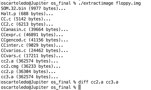 File listing displaying cc2.a and cc3.a with the same file length.