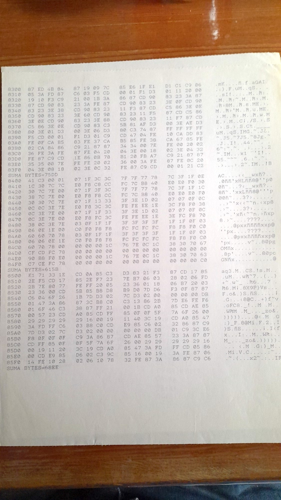 Viboritas machine code printout, page 2